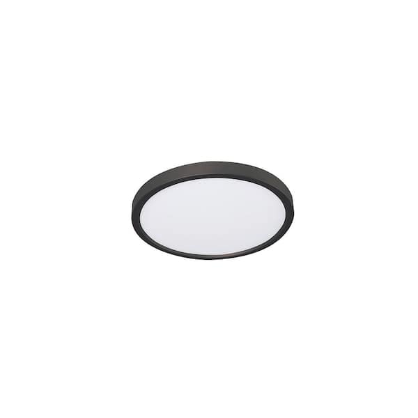 Edge Round 8 in. Black Integrated LED Flush Mount with White Acrylic Shade