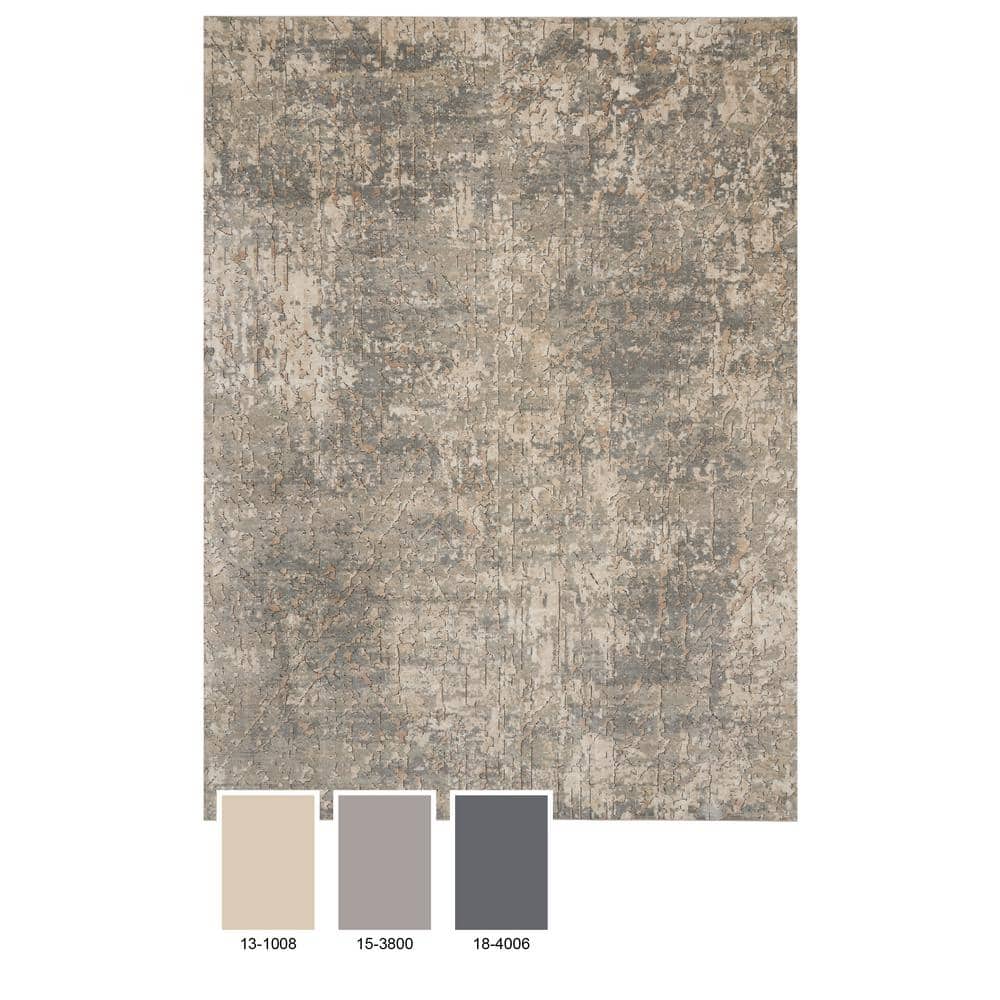 Reversible Abstract Gray Synthetic 5' x 7' Area Rug