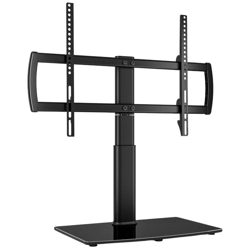 Universal Swivel TV Stand Table Top Base 32 to 65 in. Adjustable Height Heavy Duty Tempered Glass Black