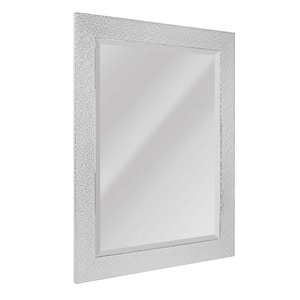 17 in. x 29 in. Chrome and White Tile Textured Frame Vanity Accent Mirror