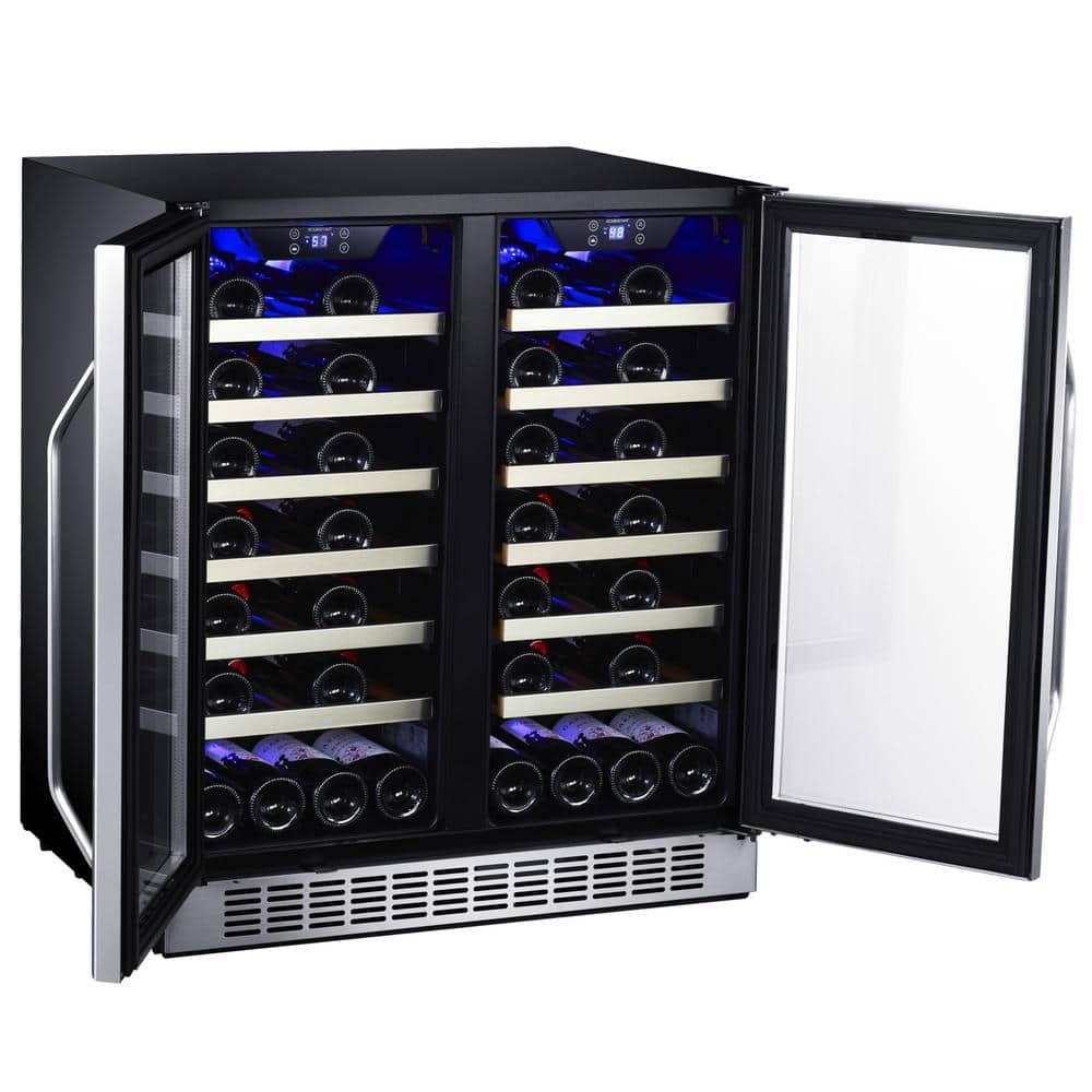 EdgeStar 30-Inch Stainless Steel Dual Zone Wine Cooler with Interior Lighting