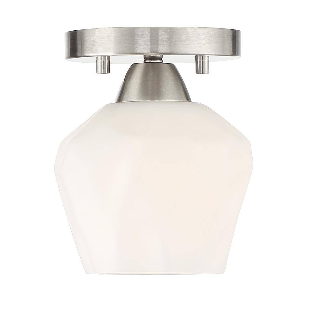 Contemporary Brushed Nickel Mini Pendant Light with Glass Shade