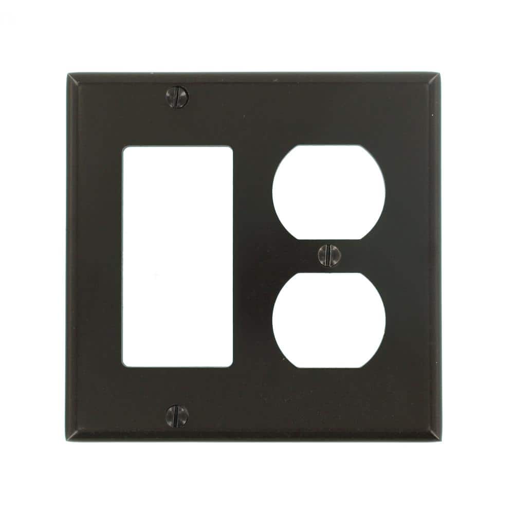 Brown Thermoset Plastic 2-Gang Combination Wallplate