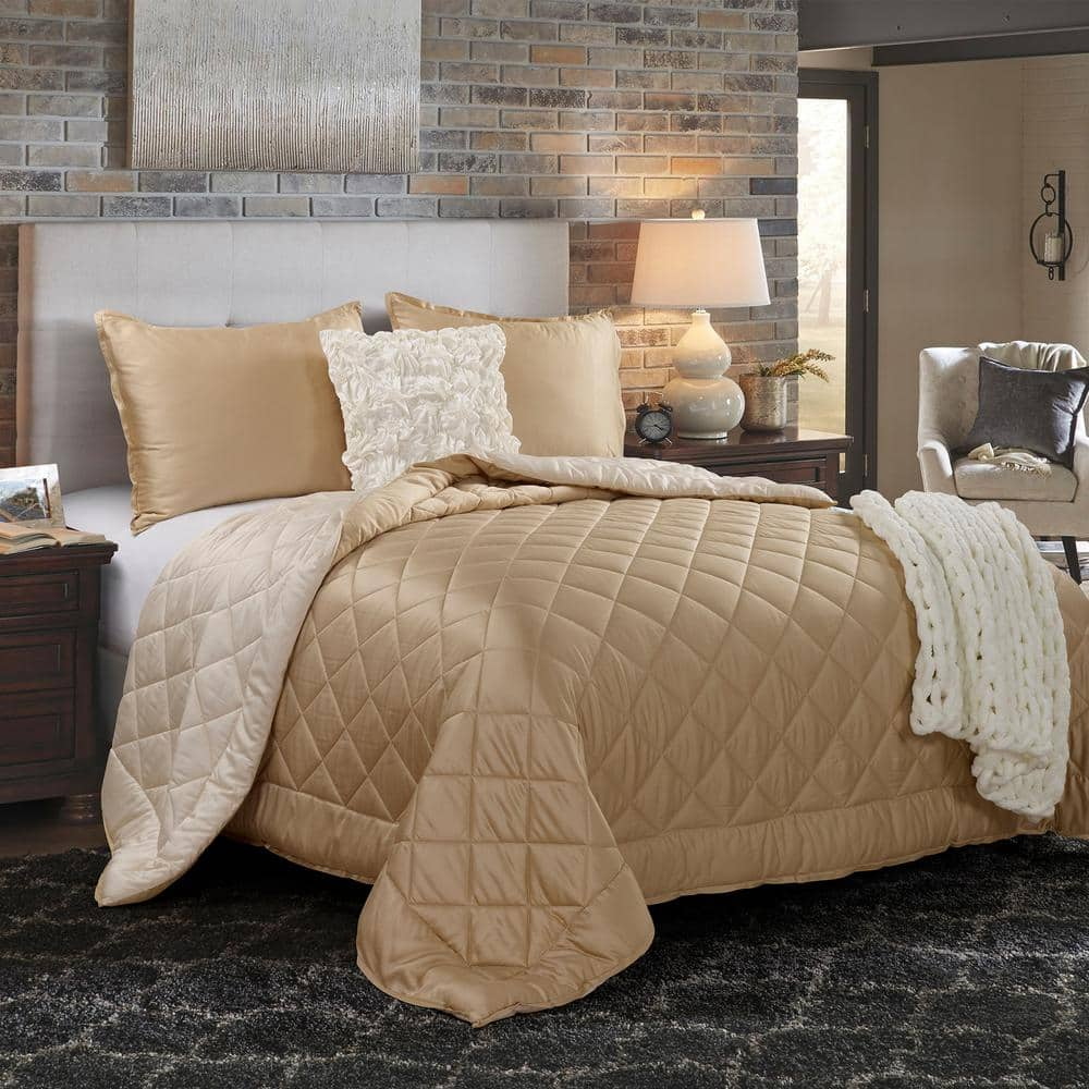 Donna Sharp Champagne Modal 3 Piece Gold Polyester Queen Comforter Set Y00600 The Home Depot