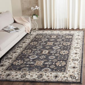 Lyndhurst Gray/Cream 9 ft. x 12 ft. Floral Geometric Speckled Area Rug