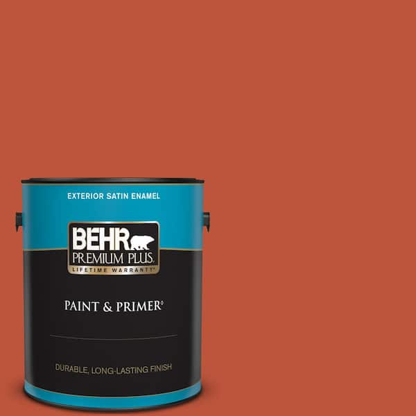 BEHR PREMIUM PLUS 1 gal. #S-G-200 Glowing Firelight Satin Enamel Exterior Paint & Primer