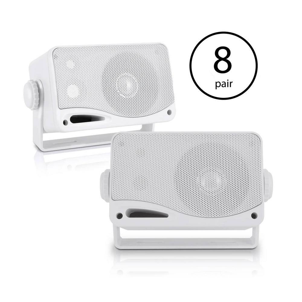 Pyle 3.5 in. 3-Way Marine Audio Speakers Outdoor Weatherproof (8