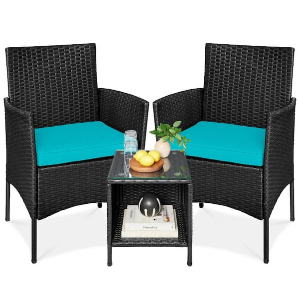 Best Choice Products 3-Piece Outdoor Wicker Conversation Patio Bistro ...