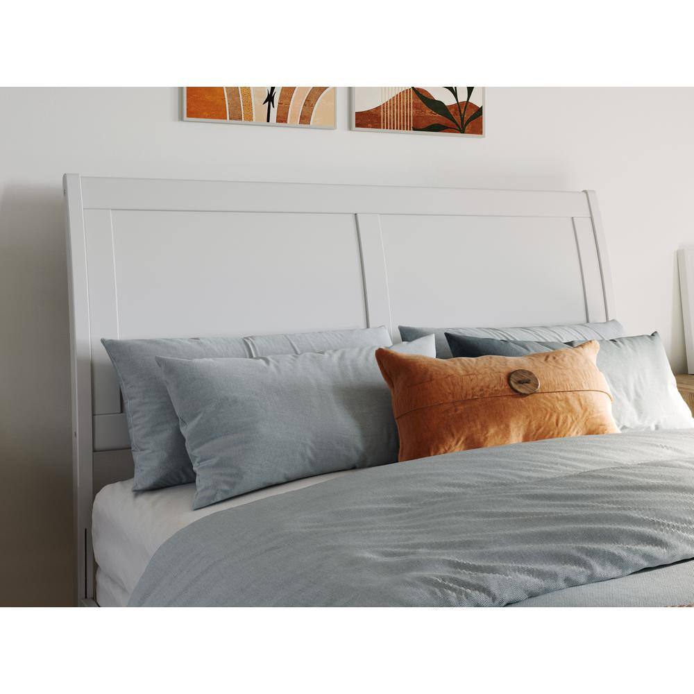 Portland White Full Size Wood Platform Bed with Headboard