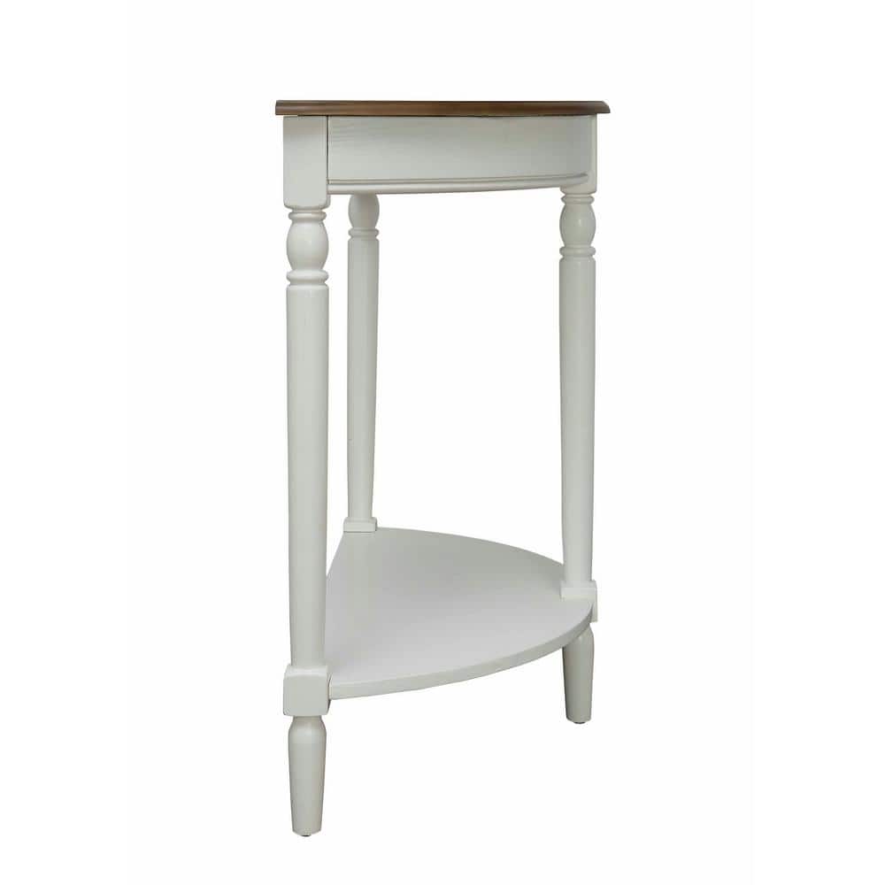 French Country Half-Round Driftwood & White Wood Entryway Table