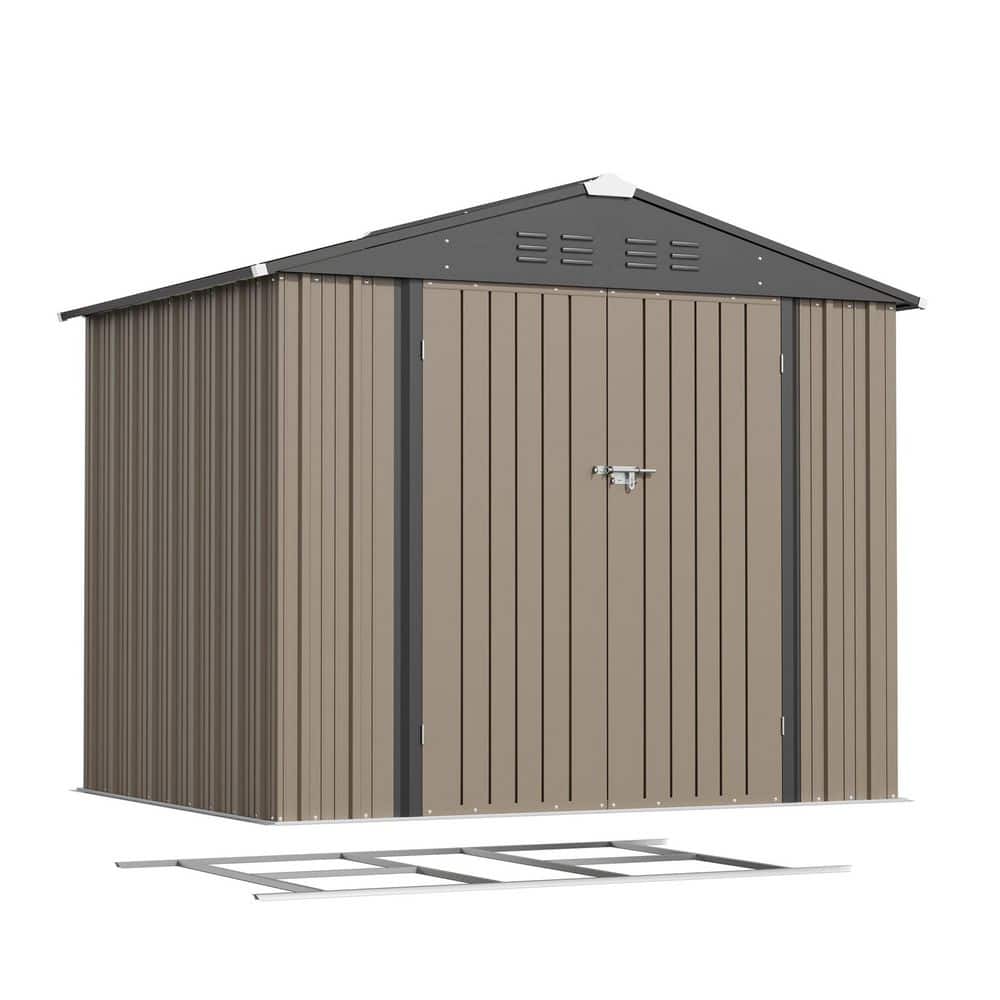 8 ft. W x 6 ft. D Frame Included Outdoor Storage Metal Shed, Brown(44.5 sq. ft. ) price history on PriceWatchPro