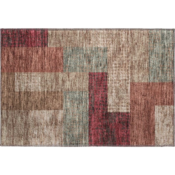 Addison Rugs Mayfield Premium Machine Washable Abstract AMF941 Mocha 2 ft. x 3 ft. Area Rug