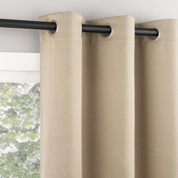 Marlowe Taupe Polyester 40 in. W x 63 in. L Grommet Room Darkening Curtain (Single Panel)