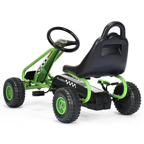 HONEY JOY 7 in. Green 4-Wheel Kids Pedal Powered Ride On Go Kart with  Adjustable Seat and Handbrake TOPB003646 - The Home Depot