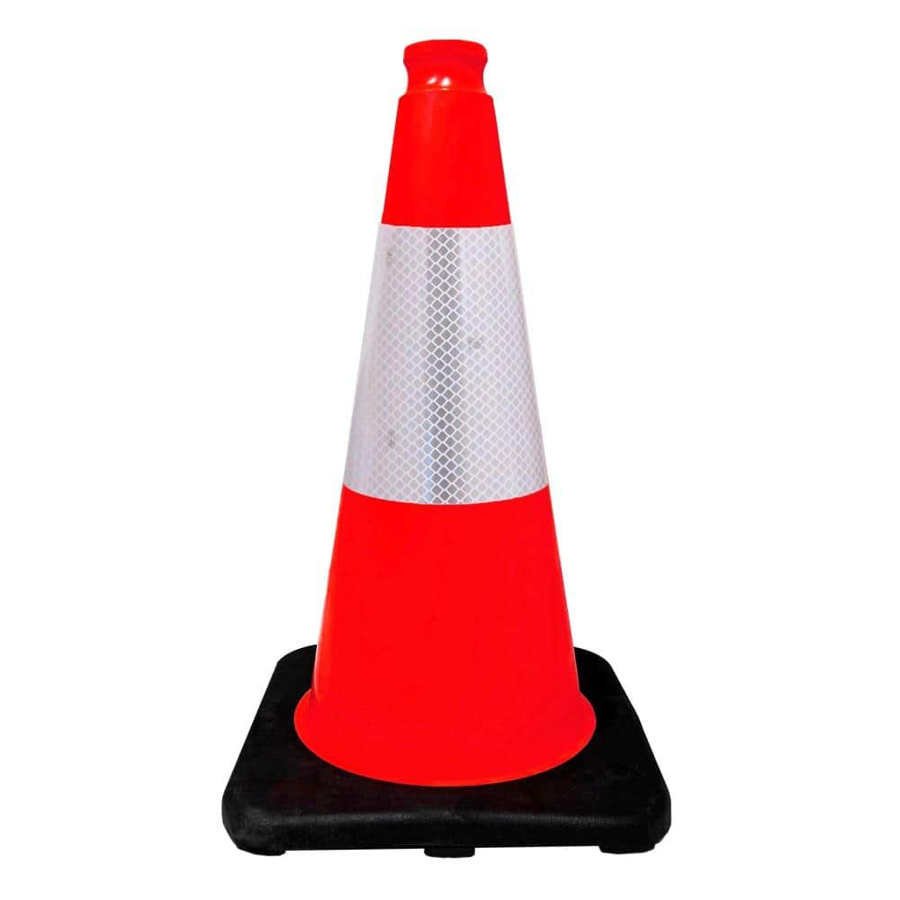 PLASTICADE 18 in. Orange Traffic Cone with Black Base with 6 in ...