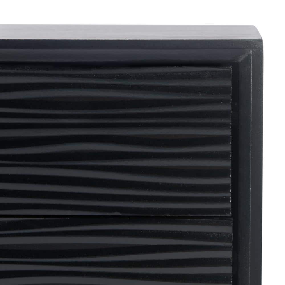 Riviera Elegance Black Wood and Metal Console Table with Storage