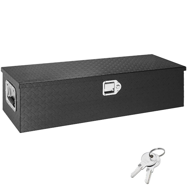 Heavy Duty Aluminum Truck Bed Tool Box, Diamond Plate Tool Box with Side Handle and Lock Keys, Truck Tool Box