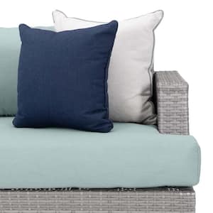 Portofino Casual Gray 7-Piece Aluminum Patio Conversation Motion Seating Set with Sunbrella Spa Blue Cushions