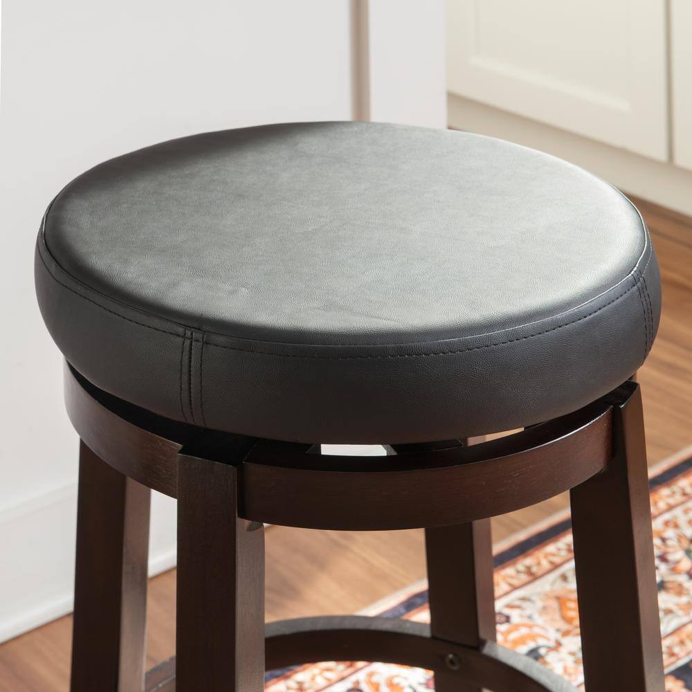 Maya 24" Black Faux Leather Swivel Counter Stool