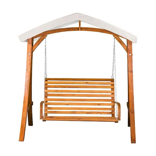 Wooden Patio Swing Seater, Wooden Lawn Swings With Canopy