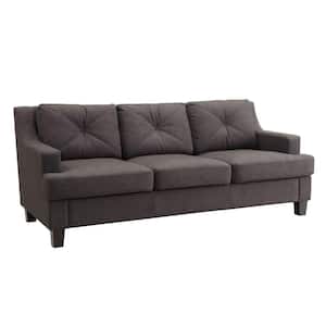 Emerson 78.3 in. Dark Grey Linen 4-Seater Lawson Sofa with Square Arms