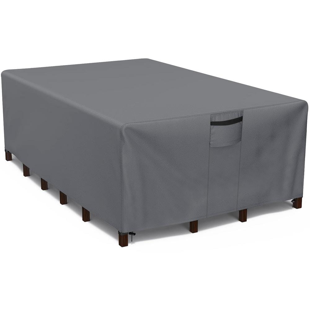 Patio Gray Furniture Cover, 126 in. W x 63 in. D x 28 in. H, Heavy-Duty Wat