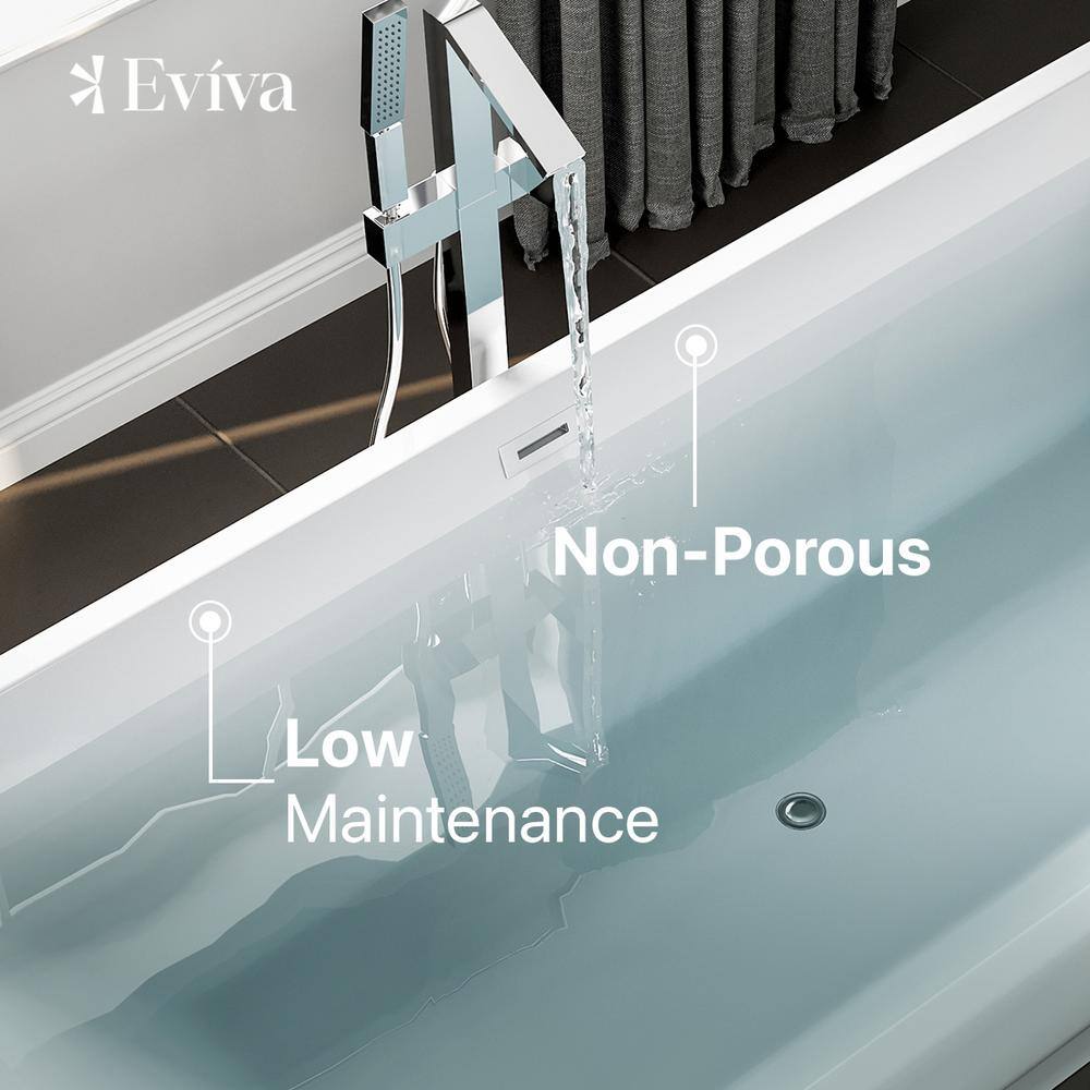 59'' White Acrylic Freestanding Soaking Bathtub