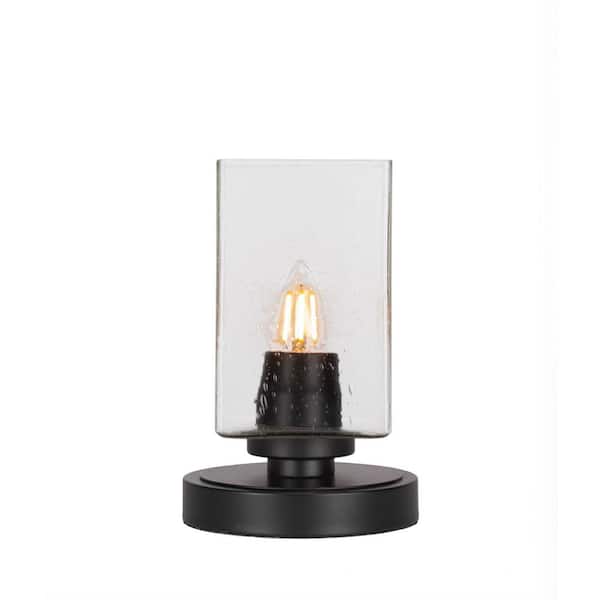 Unbranded Quincy 8.25 in. Matte Black Accent Lamp with Glass Shade