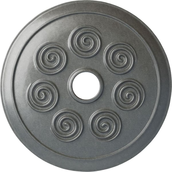 Ekena Millwork 25-1/4 in. x 4 in. ID x 2 in. Spiral Urethane Ceiling Medallion (Fits Canopies up to 4 in.), Platinum