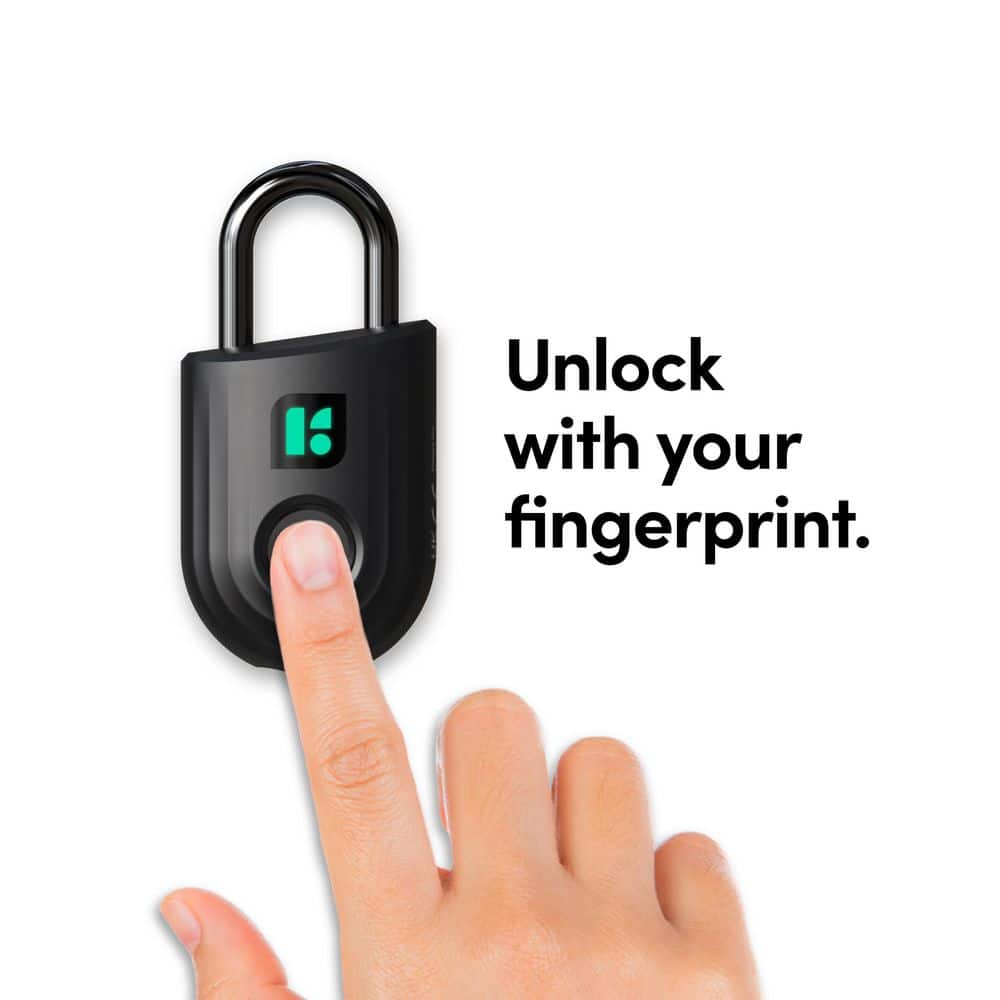 Black Smart Fingerprint Padlock with Mobile App