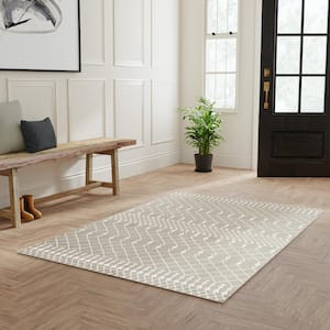 Astra Machine Washable Sage 5 ft. x 7 ft. Moroccan Transitional Area Rug