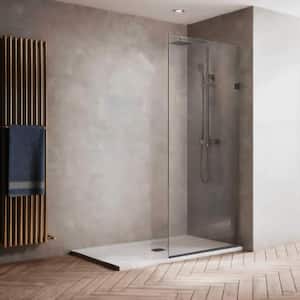30 in. x 76 in. Fixed Frameless Stain Resistant Glass Panel Shower Door in Oil Rubbed Bronze with Clear Glass