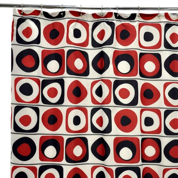 Famous Home Fashions Vintage Squares Red Shower Curtain