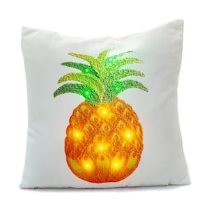 Indoor/Outdoor LED 20 in. Throw Pillows in Pineapple (Set of 2)