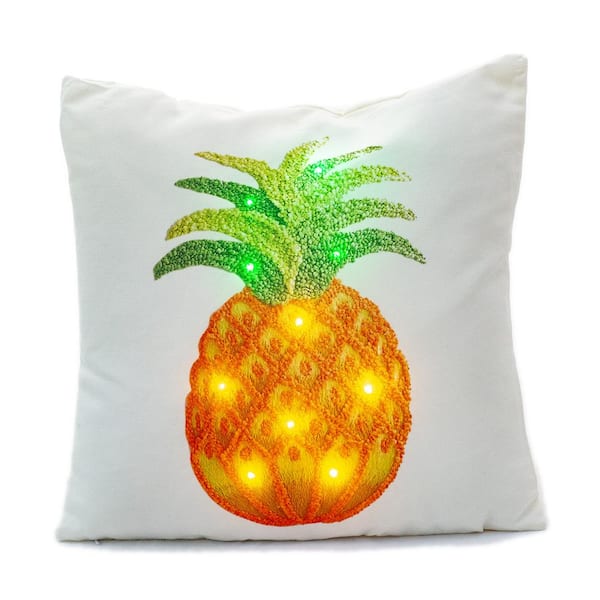 Ultimate Innovations by the DePalmas Indoor/Outdoor LED 20 in. Throw Pillows in Pineapple (Set of 2)