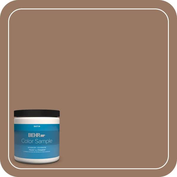 BEHR PREMIUM PLUS 8 oz. #250F-5 Fudge Bar Satin Enamel Interior/Exterior Paint & Primer Color Sample