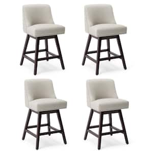 26 in. Wood 360 Free Swivel Upholstered Bar Stool with Back, Performance Fabric in Oyster Gray (Set of 4)