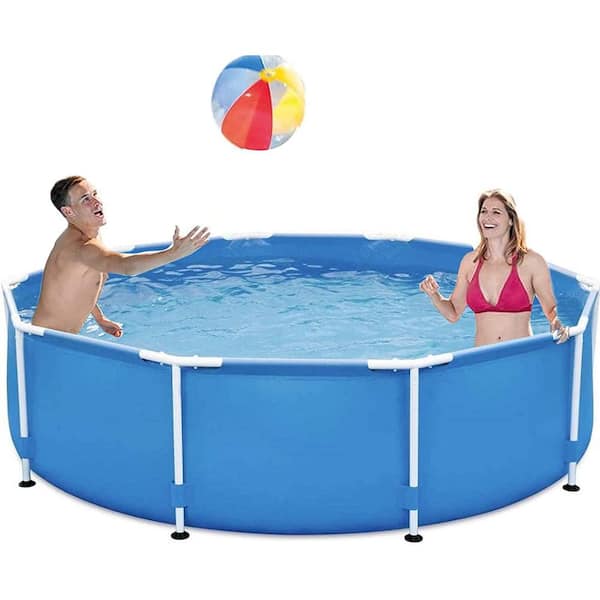 FUFU&GAGA 12 ft. x 30 in. Round Metal Frame Outdoor Above Ground Swimming Pool for Backyard, Garden Frame Pool for Kids, Family