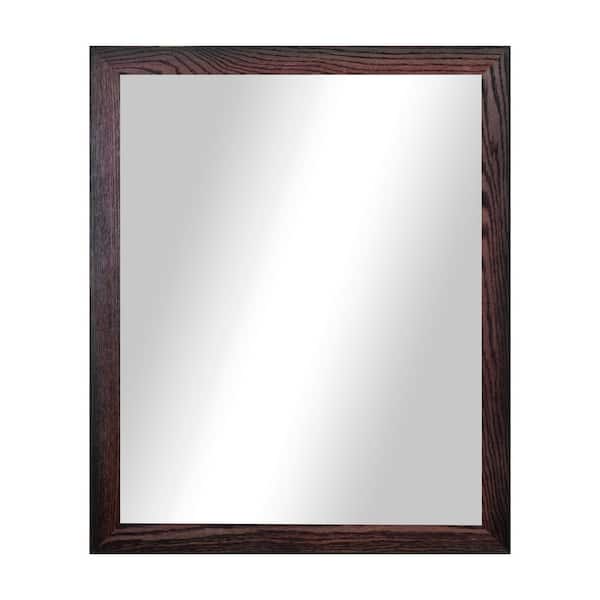 2 in Black Cherry Frame (30 in. W x 33 in. H) Oak Hardwood Rectangle Wall Mirror