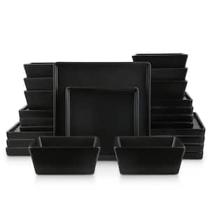 Black Grace Formal Stoneware Set 24-Piece Square Dinnerware (Set for 8)
