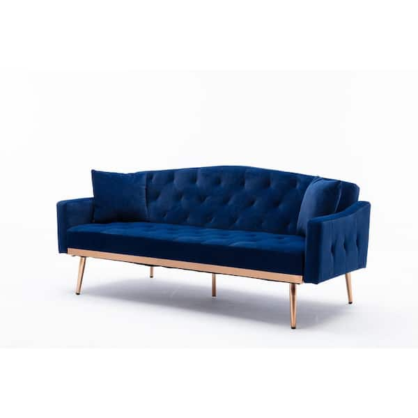 Utopia 4niture Mitz 29.53 in. Blue Velvet Loveseat Sofa with 2-Pillows (2  Seat) HAW588S00023 - The Home Depot