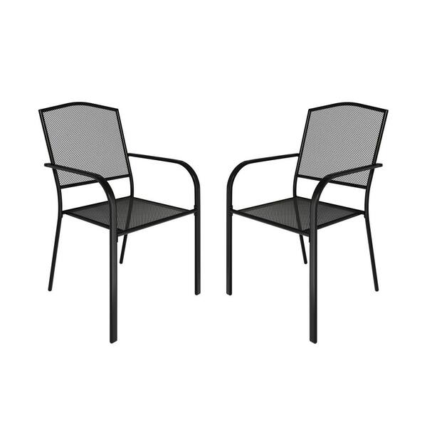 black mesh metal patio chairs