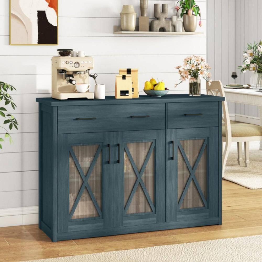 Brown Wood Modern Buffet with 3 Open Compartments