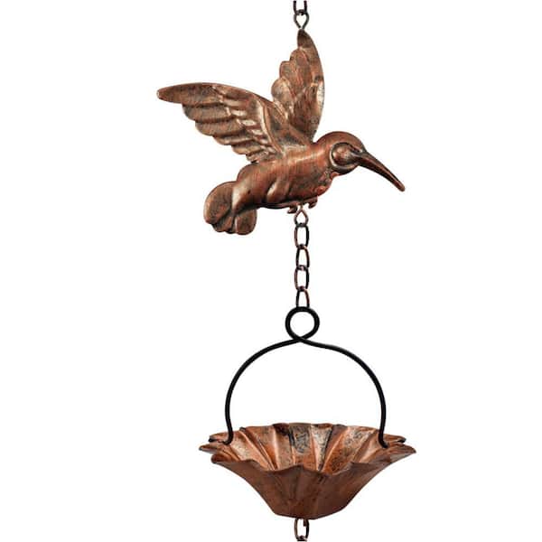 8. 5Ft Copper Rain Chains for Gutters, Lotus Rain Catcher Chain for Gutters Outside with Adapter