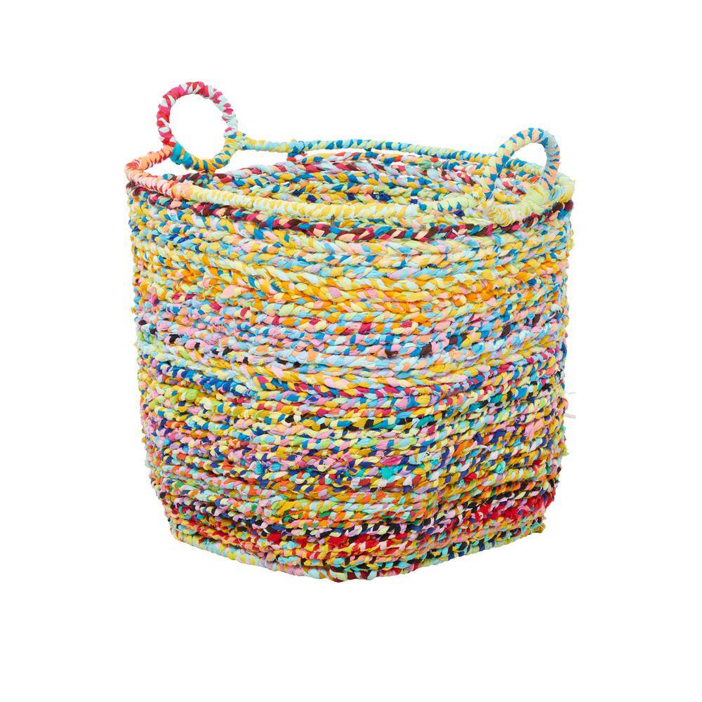 Industrial Charm Multi-Colored Fabric Storage Basket with Iron Frame
