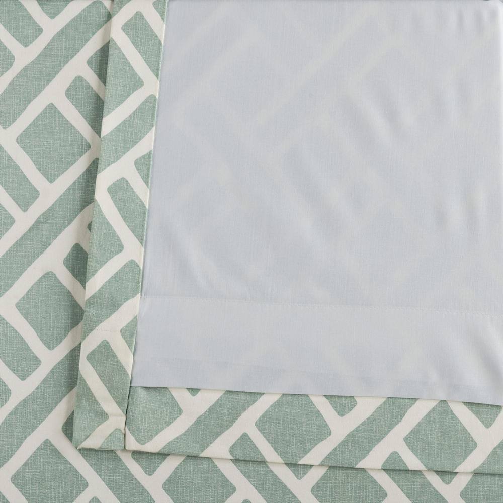 Aqua Geometric Cotton Room-Darkening Curtain Panel, 50" x 108"