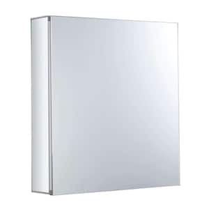 24 in. W x 24 in. H Recessed or Surface Wall Mount Medicine Cabinet with Mirror in Silver