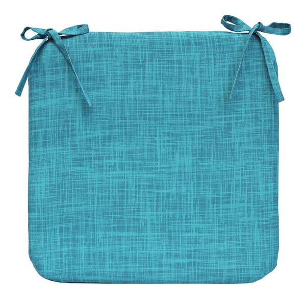 Commonwealth Home Fashions Aqua 18 in. x 19 in. 1 Outdoor Reversible Dining Chair Cushion in Aqua