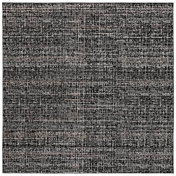 Rumba Black/Earth Tone 12 ft. x 12 ft. Plush Modern Abstract Square Area Rug