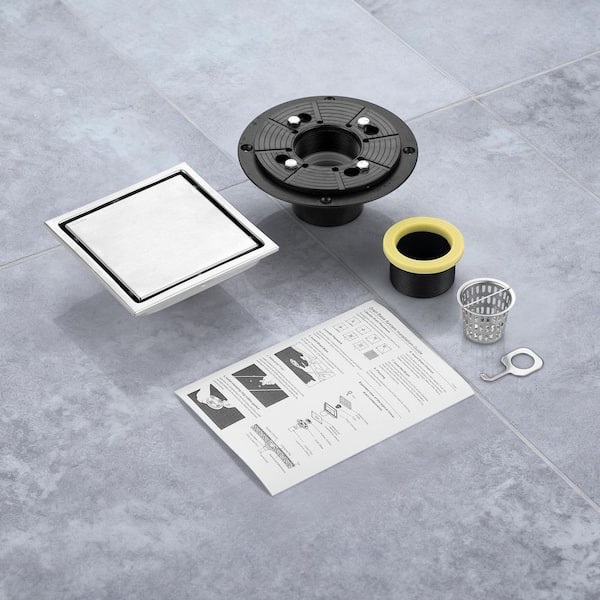 WOWOW 6 in. x 6 in. Stainless Steel Square Shower Drain with Tile